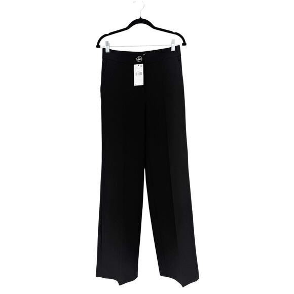 Mango Black High Waist Flowy Wide Leg Trouser Palazzo Pants Size 4 - Picture 5 of 11